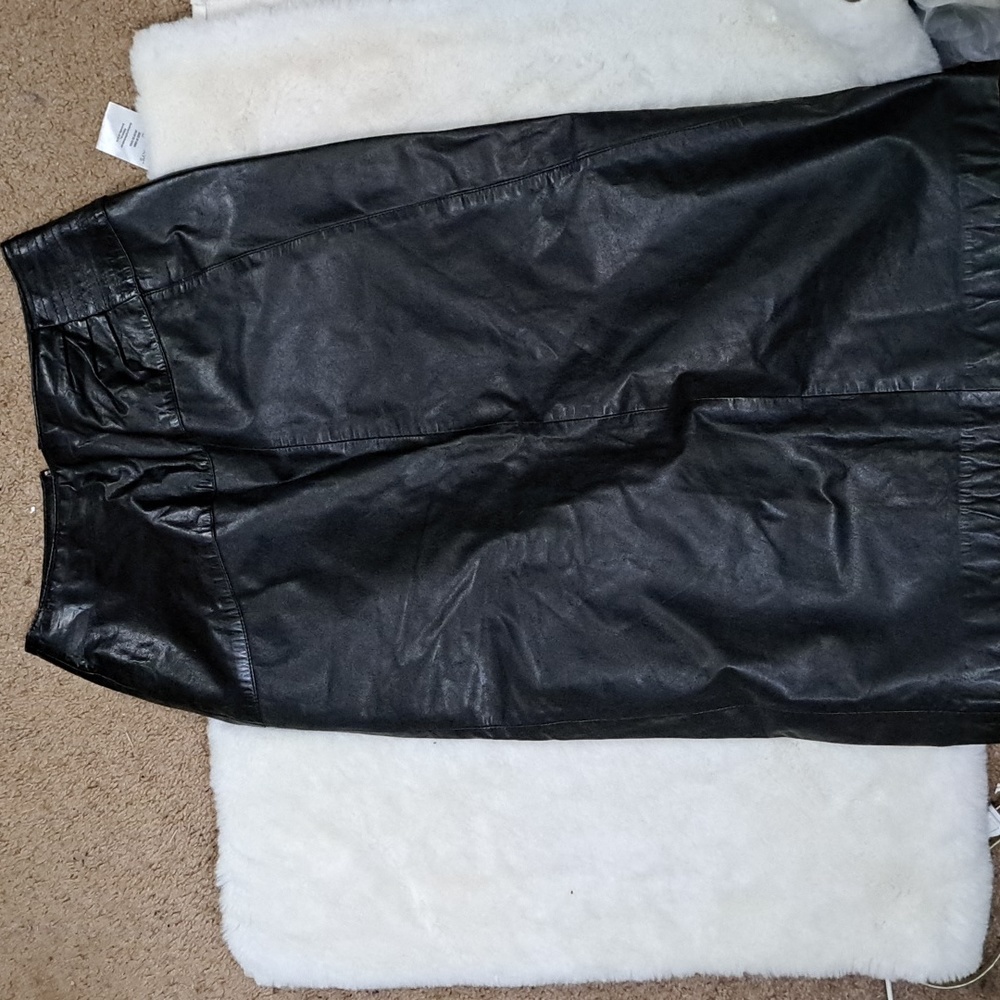 Berman's Black Genuine Leather Vintage Pencil Skirt